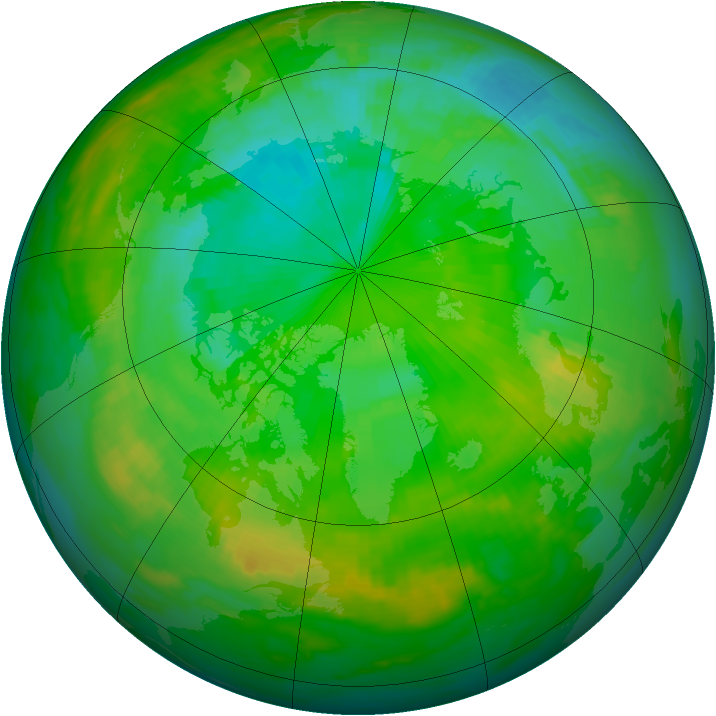 Arctic ozone map for 15 July 1992